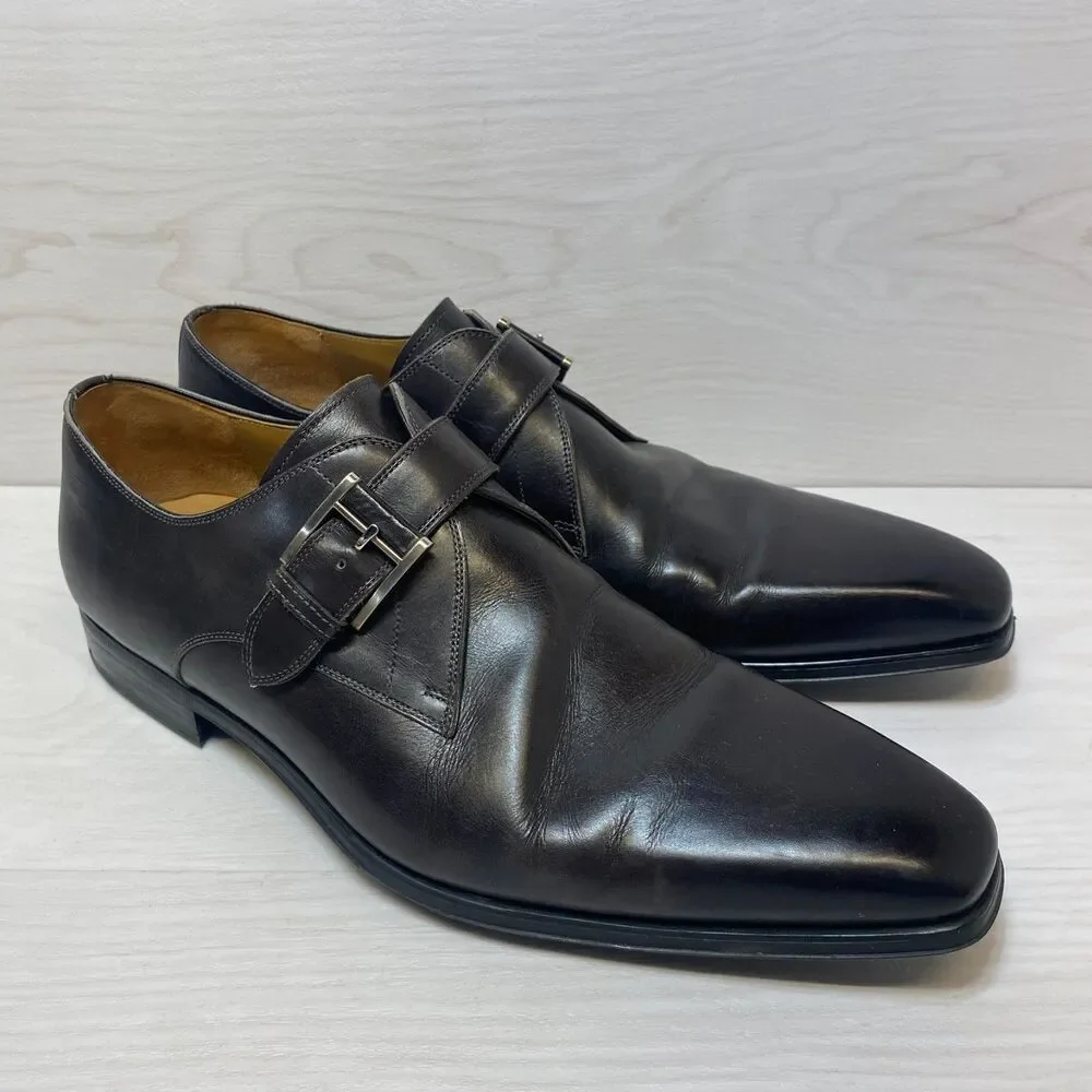 Magnanni Marco II Monk Strap Dress Shoes Men's Size 12‎ Brown Leather Comfort